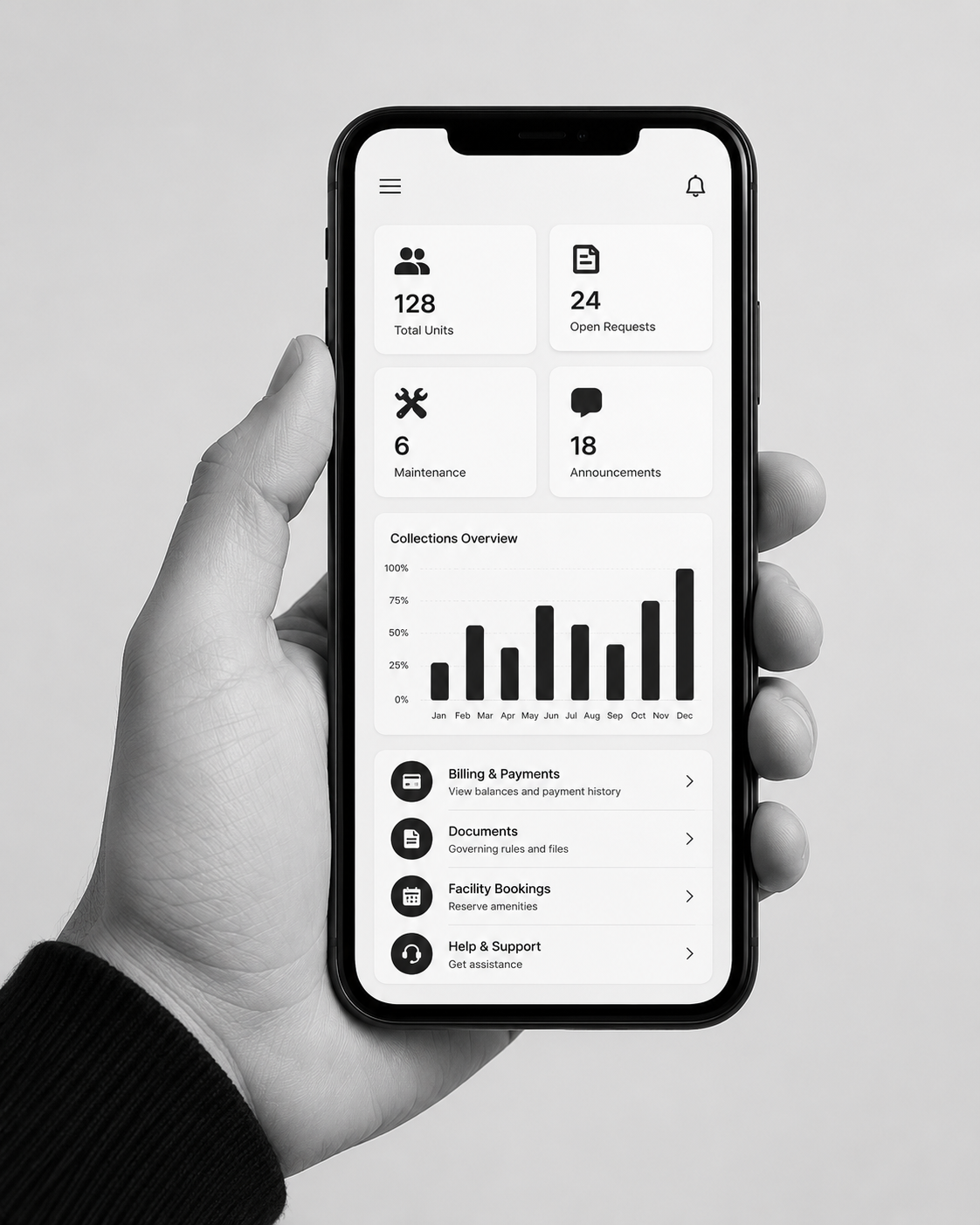 FilHOA resident portal on a phone